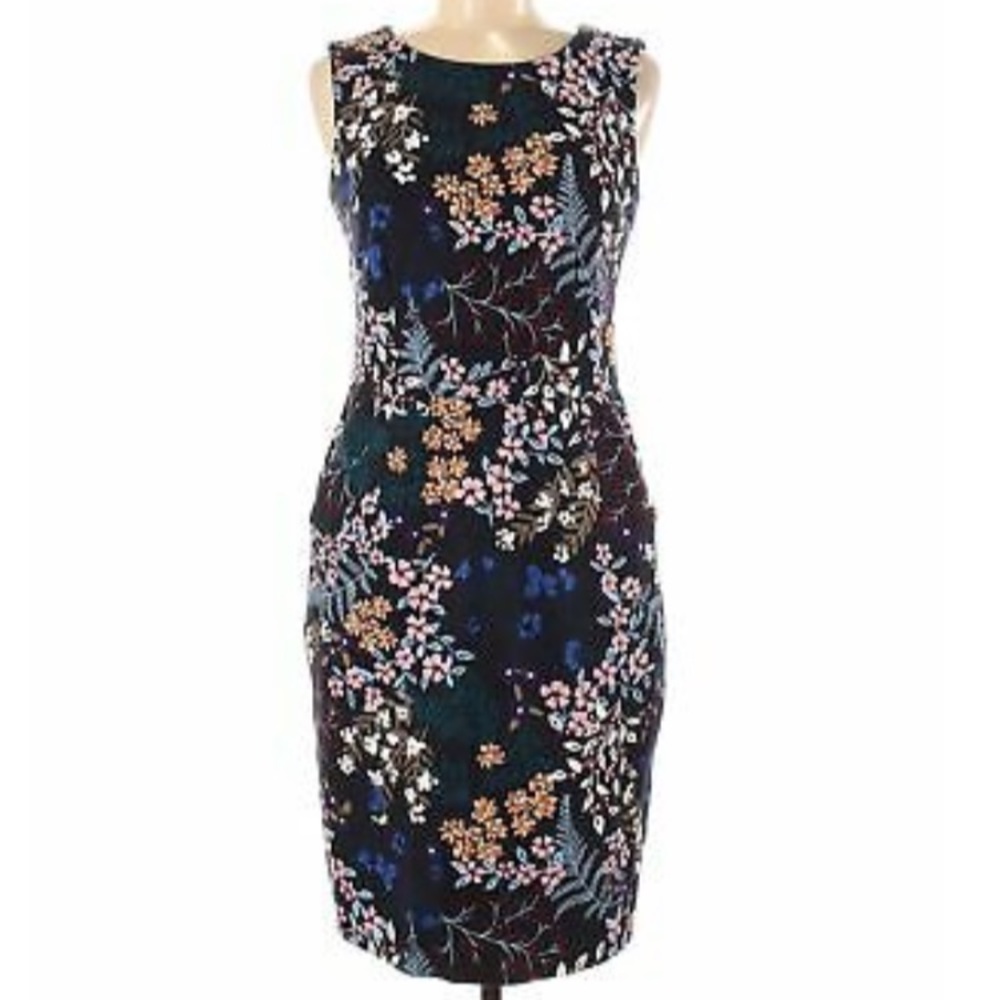 Lands’ End Floral pencil dress.